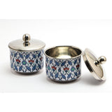 Load image into Gallery viewer, Blue ornamental Iznik set of 2 storage jars.