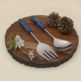 Load image into Gallery viewer, Set of 2 stainless stone with blue stone salad server