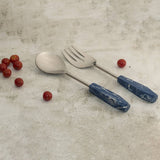 Load image into Gallery viewer, Set of 2 stainless stone with blue stone salad server