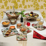 Load image into Gallery viewer, Tropical paradise print wooden salad bowl with 2 servers