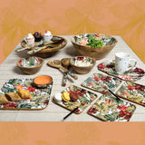 Load image into Gallery viewer, Tropical paradise print wooden salad bowl with 2 servers