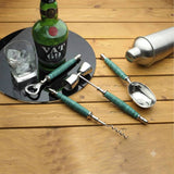 Load image into Gallery viewer, Green marble set of 5 stainless steel bar tools
