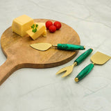Load image into Gallery viewer, Green marble set of 3 stainless steel cheese servers