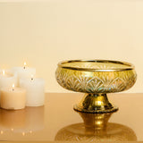 Load image into Gallery viewer, Sparkle glass fruit bowl with brass stand