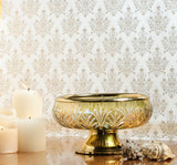 Load image into Gallery viewer, Sparkle glass fruit bowl with brass stand