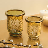 Load image into Gallery viewer, Set of 2 sparkle glass candle holders
