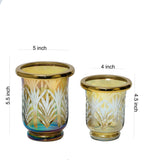 Load image into Gallery viewer, Set of 2 sparkle glass candle holders