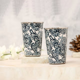 Load image into Gallery viewer, Indigo blue paisley set of 2 stainless steel tumblers