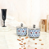 Load image into Gallery viewer, Blue ornamental Iznik set of 2 storage jars.