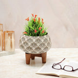 Load image into Gallery viewer, Earthy waves planter with wooden stand