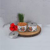 Load image into Gallery viewer, Blooming elephant print stainless steel storage jars set of 2