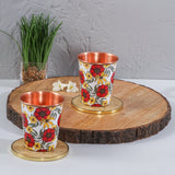 Load image into Gallery viewer, Scarlet blooms print  copper tumblers set of 2