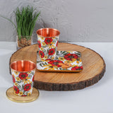 Load image into Gallery viewer, Scarlet blooms print  copper tumblers set of 2