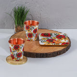 Load image into Gallery viewer, Scarlet blooms print  copper tumblers set of 2