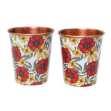 Load image into Gallery viewer, Scarlet blooms print  copper tumblers set of 2