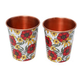 Load image into Gallery viewer, Scarlet blooms print  copper tumblers set of 2