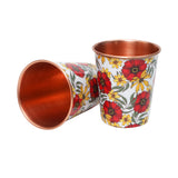Load image into Gallery viewer, Scarlet blooms print  copper tumblers set of 2