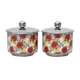 Load image into Gallery viewer, Scarlet blooms print stainless steel storage jars set of 2
