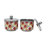 Load image into Gallery viewer, Scarlet blooms print stainless steel storage jars set of 2