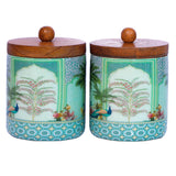 Load image into Gallery viewer, Morbagh set of 2 storage jars with wooden tray