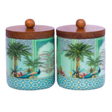 Load image into Gallery viewer, Morbagh set of 2 storage jars with wooden tray