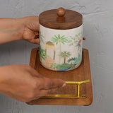 Load image into Gallery viewer, Dancing in the dusk set of 2 storage jars with wooden tray