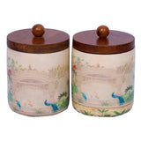 Load image into Gallery viewer, Dancing in the dusk set of 2 storage jars with wooden tray