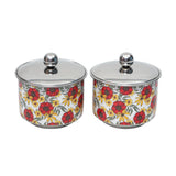 Load image into Gallery viewer, Scarlet blooms print stainless steel storage jars set of 2