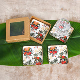 Load image into Gallery viewer, Blooming elephant set of 4 square coasters