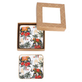 Load image into Gallery viewer, Blooming elephant set of 4 square coasters
