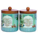 Load image into Gallery viewer, Morbagh set of 2 storage jars with wooden tray