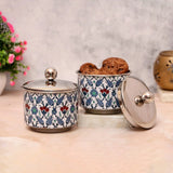 Load image into Gallery viewer, Blue ornamental Iznik set of 2 storage jars.
